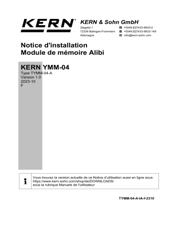 Manuel d'installation KERN TYMM-04-A | Fixfr