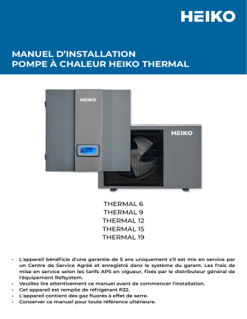 Manuel de la Pompe à Chaleur Heiko POMPES À CHALEUR THERMAL CC+ECS | Fixfr