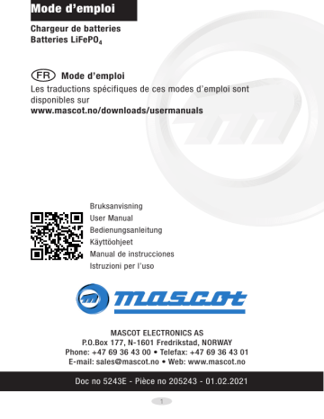 Manuel d'utilisation MASCOT LiFePO4 - Chargeur de batteries LiFePO4 | Fixfr