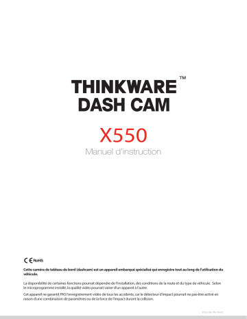 Thinkware X550 Manuel utilisateur | Fixfr
