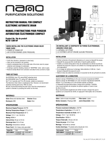 NANO NCTD Drains - Mode d'emploi | Fixfr