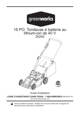 Manuel de l’Utilisateur Greenworks 25242 - Tondeuse à Gazon Sans Fil