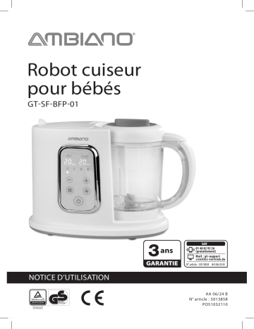 Manuel d'utilisation Ambiano GT-SF-BFP-01 - Robot cuiseur pour bébés | Fixfr