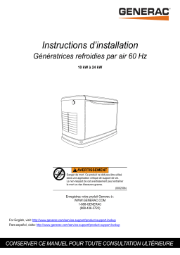 Manuel utilisateur Generac G0072260 - Générateur refroidi par air