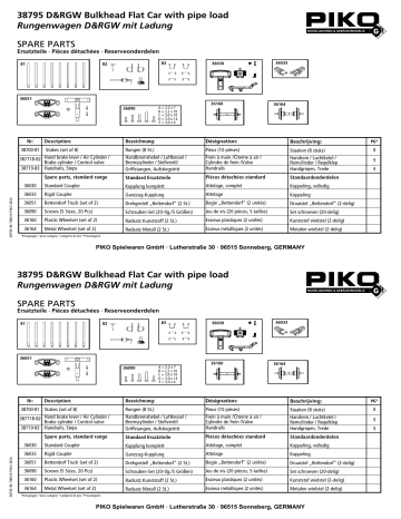 PIKO 38795 Manuel utilisateur - Wagon-plat à renforts | Fixfr