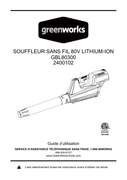 Manuel du propriétaire Greenworks 2400102 - Souffleur sans fil 80V