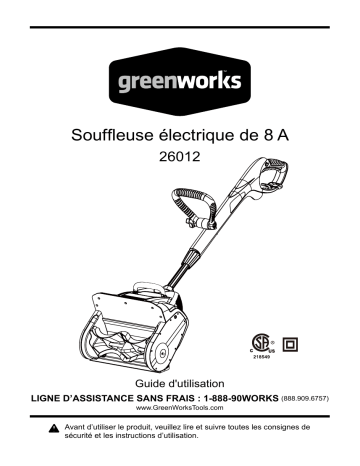 Greenworks 26012 Manuel du propriétaire - Télécharger en PDF | Fixfr