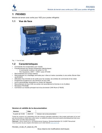 WURM FKV003 Manuel - Module de terrain pour EEV | Fixfr