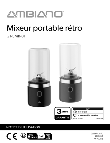 Manuel d'utilisation Ambiano GT-SMB-01 - Mixeur Portable | Fixfr