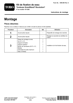 Toro Bucket Mount Kit, Grandstand Mower Guide d'installation