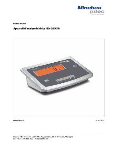 Minebea Intec Ex Indicator Midrics 1 (MIXS1) Manuel du propriétaire | Fixfr