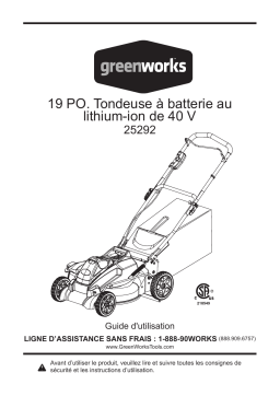 Greenworks 25292 Manuel du propriétaire - Tondeuse à Gazon