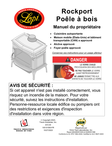 Lopi Rockport NexGen-Hybrid Wood Stove Manuel du propriétaire | Fixfr