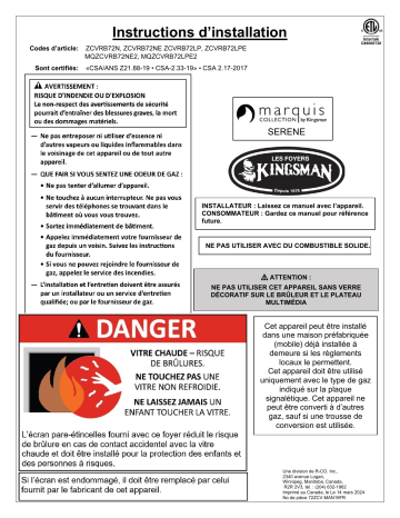 Manuel d’utilisation Kingsman ZCVRB72 - Foyer encastré à gaz | Fixfr