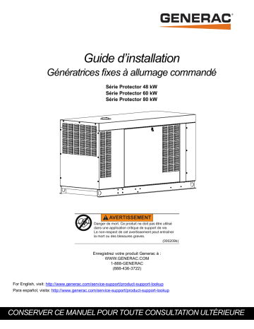 Manuel d'utilisation Generac 48kW RG04845GNAX | Fixfr