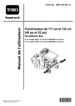 Manuel d'utilisateur du pulvérisateur Toro 52 pouces, SprayMaster Max