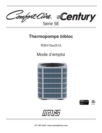 Century RSH1542S1A-CY Manuel utilisateur - Thermopompe bibloc | Fixfr