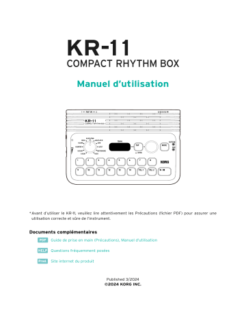 Manuel du propriétaire Korg KR-11 - Boîte à rythmes compacte | Fixfr