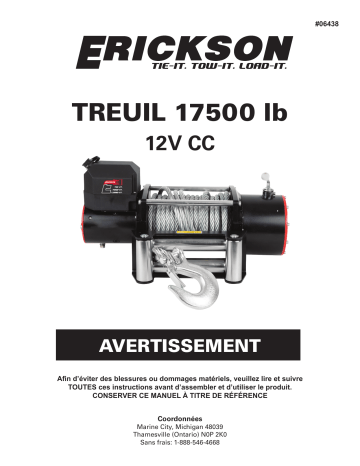 Manuel du Propriétaire Erickson 9061011 - Treuil 17 500lb | Fixfr