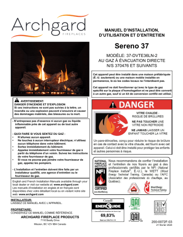 Manuel utilisateur Archgard Sereno 37 - Guide d'installation, d'utilisation et d'entretien | Fixfr