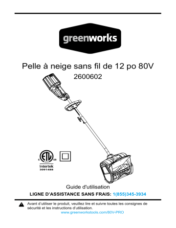 Greenworks 2600602 Manuel du propriétaire | Fixfr