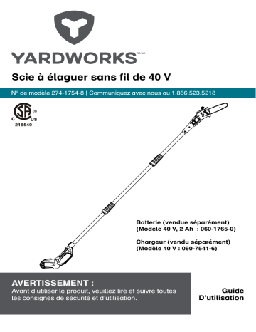 Greenworks 1400000BT YW Manuel du propriétaire - Scie à élaguer sans fil | Fixfr