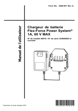 Manuel d'utilisation du chargeur de batterie Toro Flex-Force 1A 60V MAX