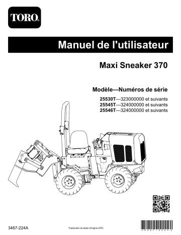 Toro Maxi Sneaker 370 Vibratory Plow Manuel utilisateur | Manuel d'utilisation | Fixfr