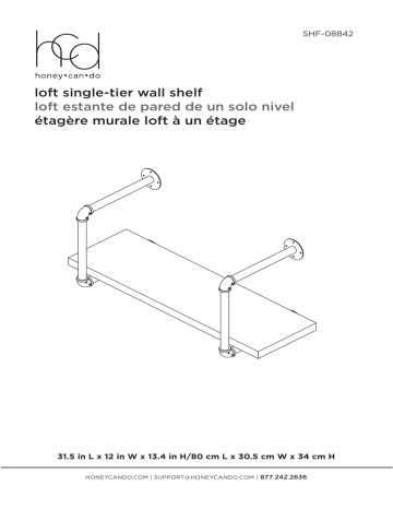 Manuel d'utilisation Honey Can Do SHF-08842 - Étagère murale loft à un niveau | Fixfr