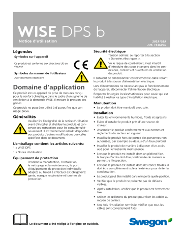 Manuel WISE DPS b - Swegon | Fixfr