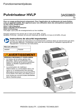 Graco 3A5086FR-D, FinishPro HVLP 7.0/9.0/9.5, Generic, 7.0/9.0 Standard, 7.0/9.0/9.5 ProContractor, 9.5 ProComp, Fonctionnement/pièces, Français Manuel du propriétaire