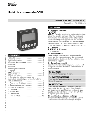 Manuel de l'unité de commande Kromschroder OCU | Fixfr