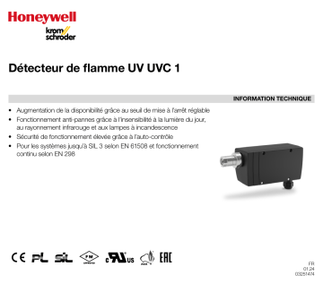 Kromschroder UVC 1 Fiche technique - Manuel d'utilisation | Fixfr