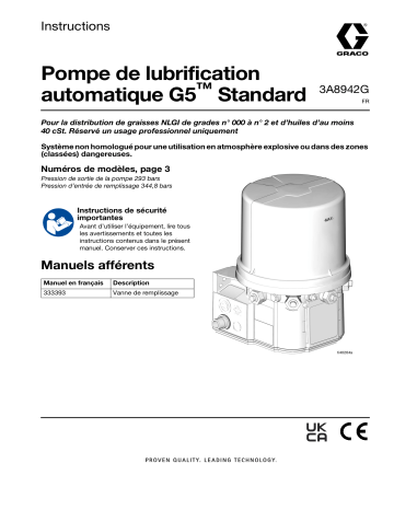 Graco 3A8942G Pompe de Lubrification G5 Standard Manuel | Fixfr