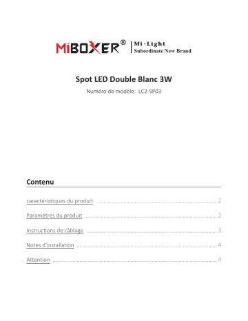 Manuel du propriétaire Miboxer LC2-SP03 - Spot LED double blanc 3W | Fixfr