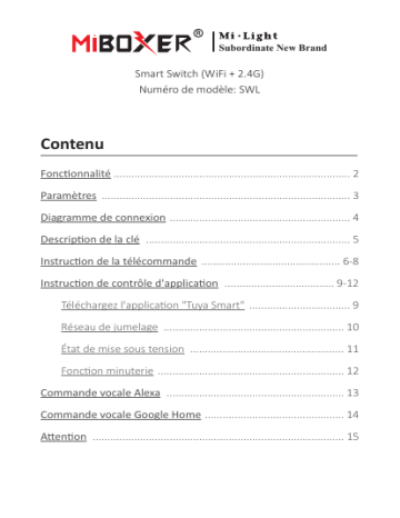 Manuel du propriétaire Miboxer SWL - Contrôle intelligent d'appareils | Fixfr