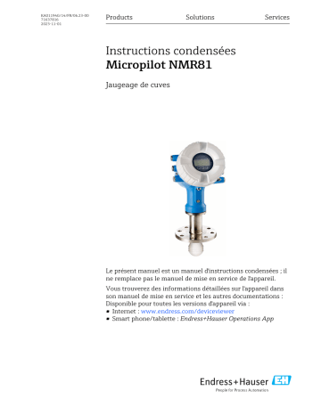 Manuel utilisateur Micropilot NMR81 - Endres+Hauser | Fixfr
