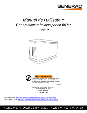 Manuel utilisateur Generac 18 kW G0072260 - Téléchargez le PDF | Fixfr