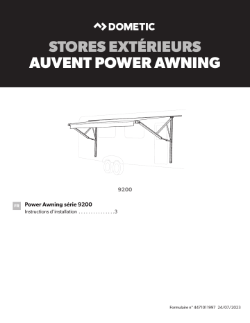 Dometic 9200 Power Awning Installation manuel | Fixfr