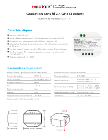 Miboxer PUSH1-3 Manuel du propriétaire - Téléchargement PDF | Fixfr