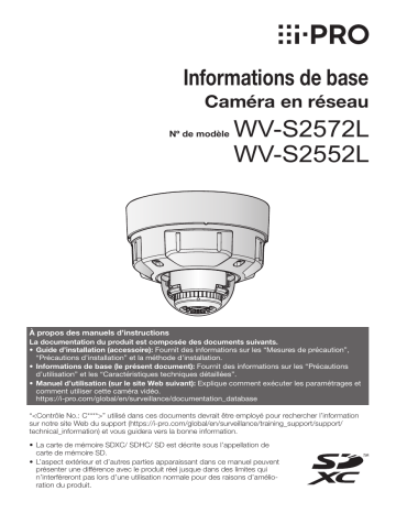 Manuel utilisateur i-PRO WV-S2572L - Caméra réseau Haute Définition | Fixfr
