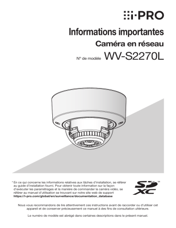 i-PRO WV-S2270L Une information important | Fixfr