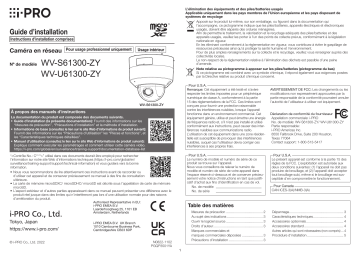 i-PRO WV-S61300-ZYG Manuel d'installation - Télécharger PDF | Fixfr