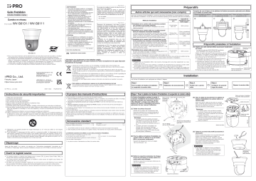 i-PRO WV-S6111 Guide d'installation | Fixfr