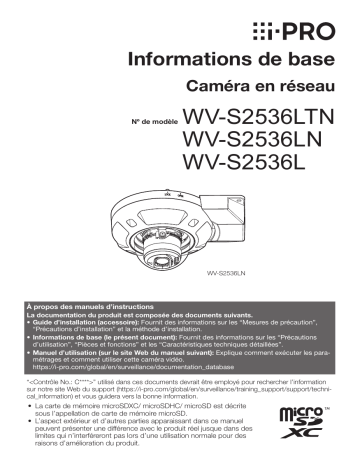 i-PRO WV-S2536LGN Manuel utilisateur - Installation et Configuration | Fixfr