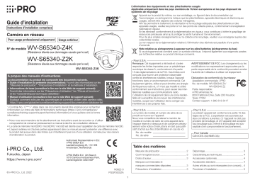 i-PRO WV-S65340-Z4K Guide d'installation | Fixfr