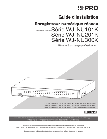 i-PRO WJ-NU300KG Guide d'installation - Manuel d'utilisation | Fixfr