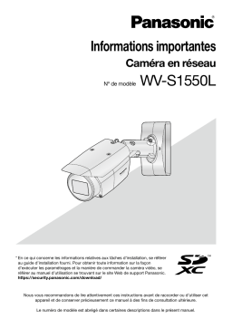 i-PRO WV-S1550L Une information important