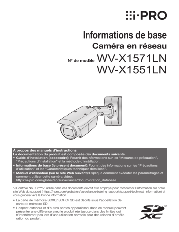 Manuel de l’utilisateur de la caméra réseau i-PRO WV-X1571LN | Fixfr