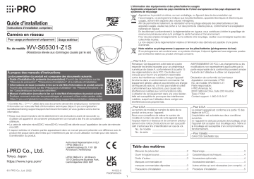 i-PRO WV-S65301-Z1S Guide d'installation | Fixfr